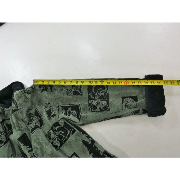 Nordic Lights Green Fleece Button Front Jacket Black Fall Print Womens M Medium - Picture 8 of 10